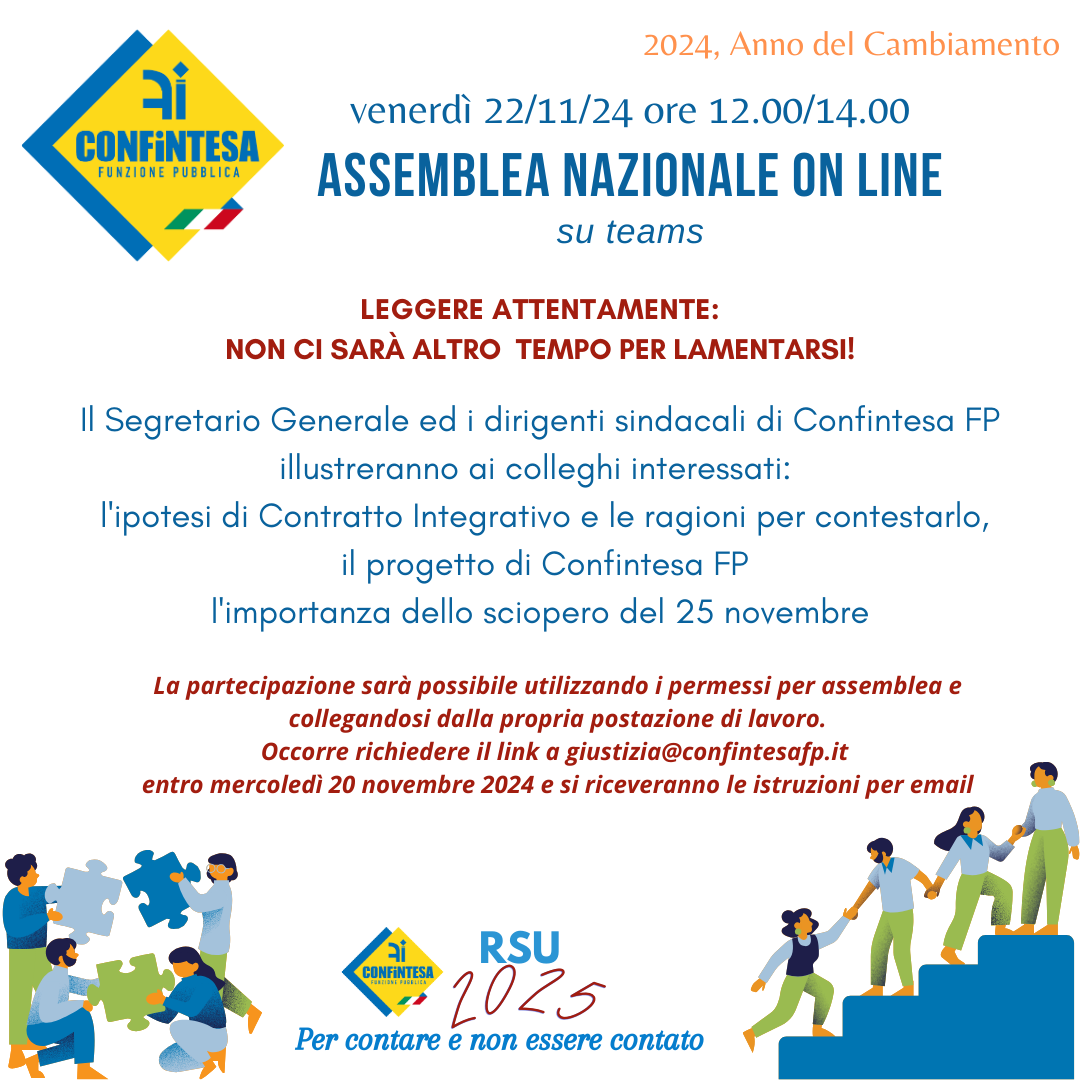 ASSEMBLEA NAZIONALE ON LINE – 22.11.2024 ORE 12.00/14.00